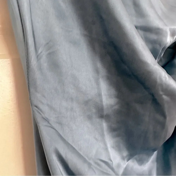 ELLIATT | Cassini Cadet Blue Satin One Shoulder Midi Dress Rouched | Size Large - Picture 8 of 8